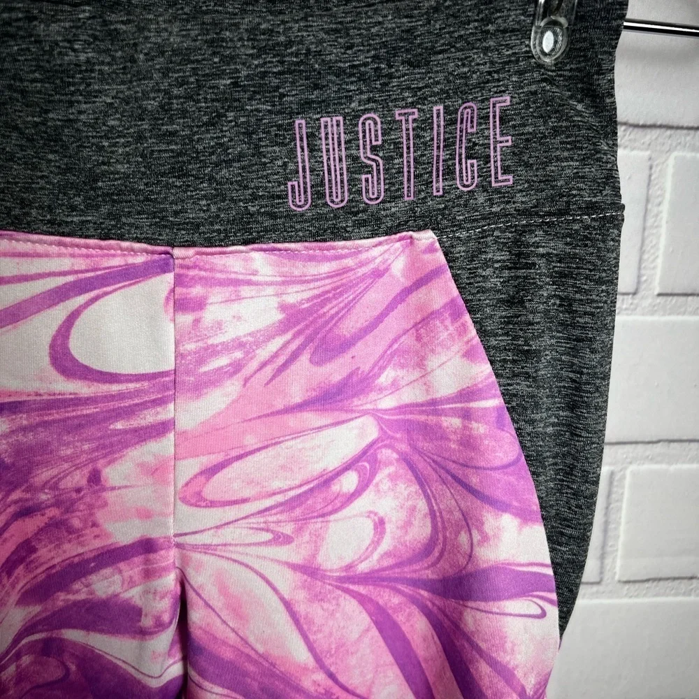 Justice Active Gray/Pink /Purple Swirl Leggings for girls/Size 10